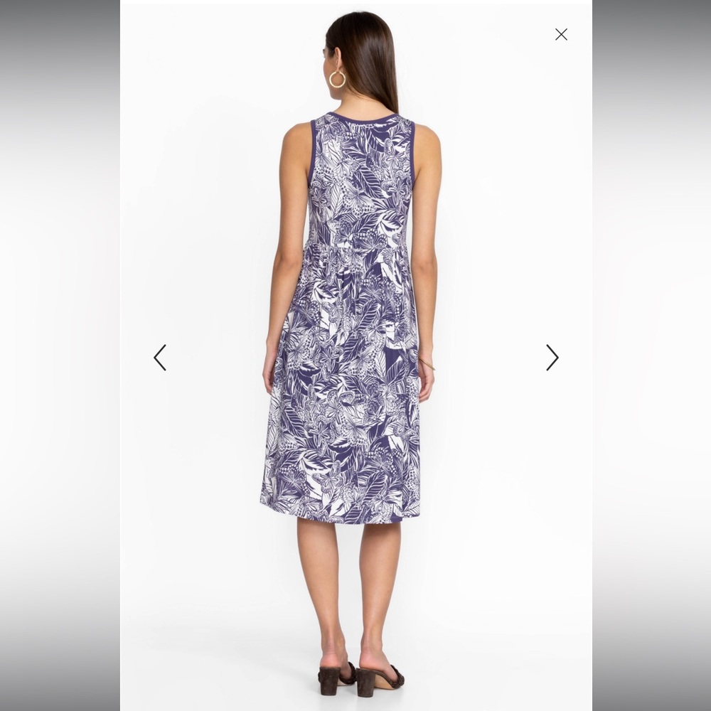 Johnny Was Carioca Easy Fit Tank Dress Size L Royal Blue White Tropical Print - Picture 4 of 9